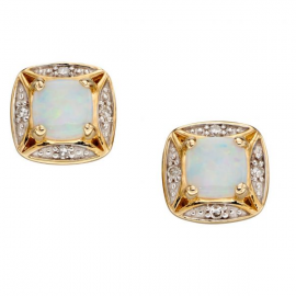 New Collection Opal And Diamond Stud Earrings